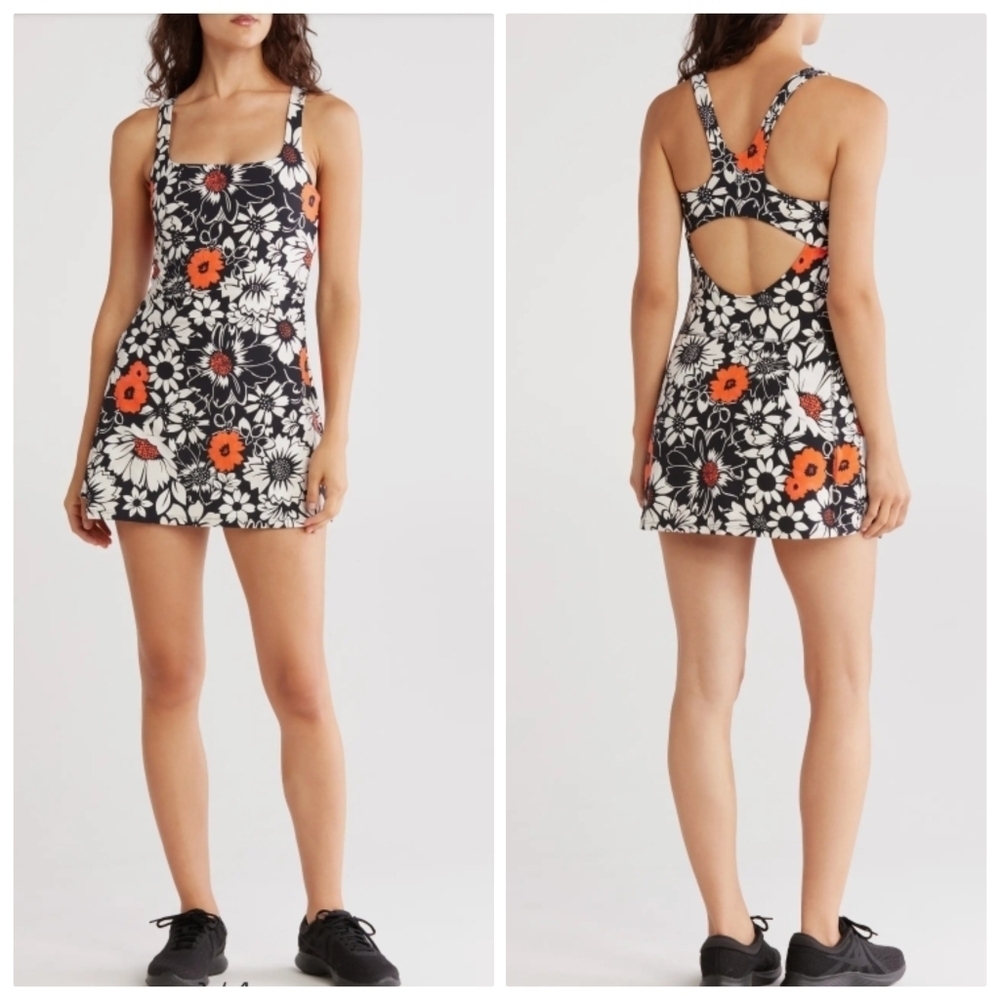 New Free People Movement Never Better Printed Dress Graphic Floral Tuxedo XS NWT - Picture 7 of 10